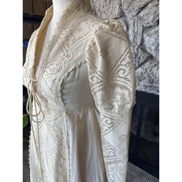 Vintage Gunne Sax Dress Size 7 Crochet Lace Corset Prairie Cottagecore Wedding - Picture 6 of 16
